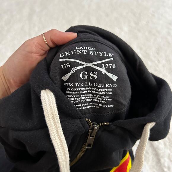 NWT Grunt Style Hoodie Womens Large Black Cherry Bomb V Neck Hooded Sweatshirt - Picture 6 of 7